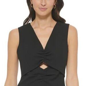 Calvin Klein Women's Cut-Out Rucking Sheath Dress Black